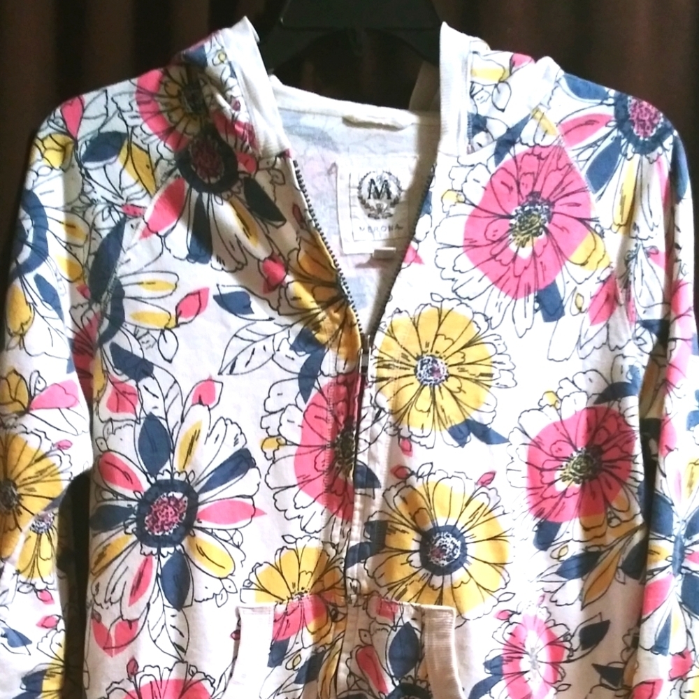 Merona Floral Zip Up Hooded Sweatshirt size XXL NWOT.